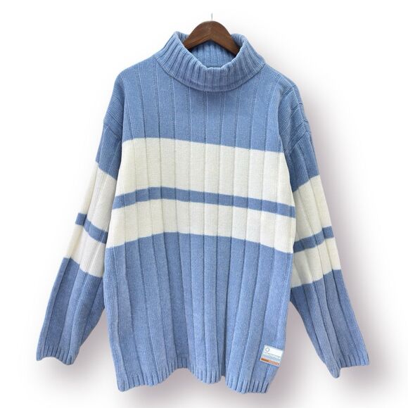 Y2K South Pole Mock Neck Sweater Men’s XL Baby Blue Hip Hop Streetwear Gorpcore - Picture 2 of 10